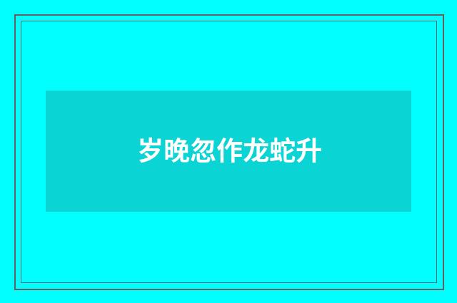 岁晚忽作龙蛇升
