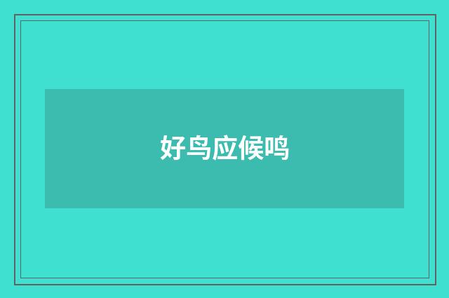 好鸟应候鸣