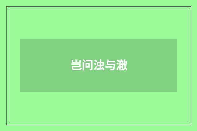 岂问浊与澈