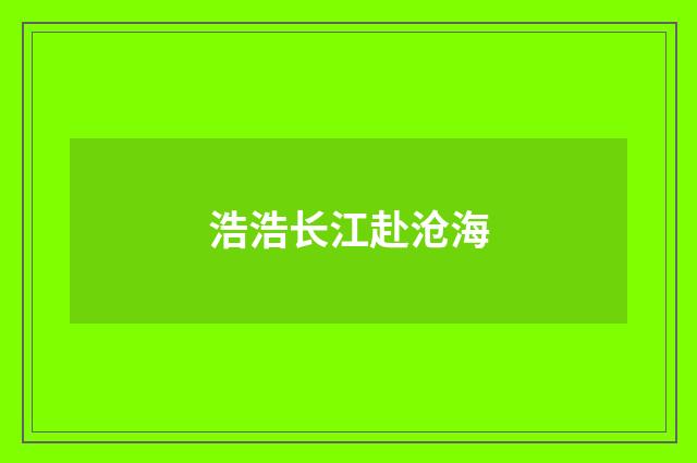 浩浩长江赴沧海