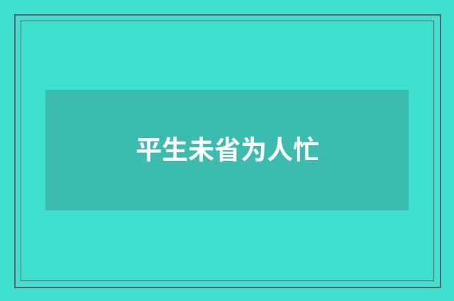 平生未省为人忙