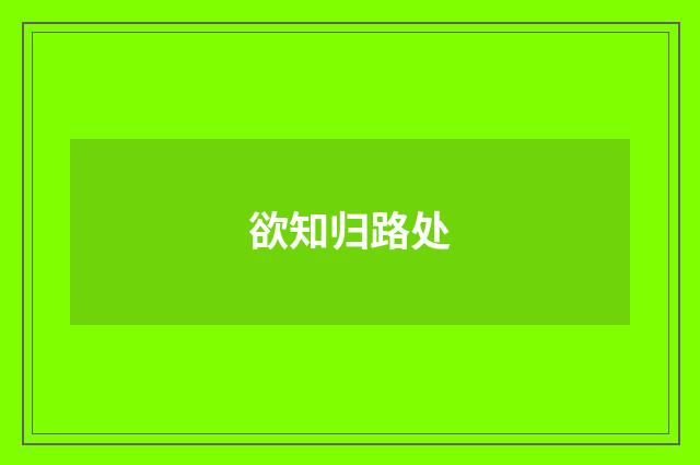 欲知归路处