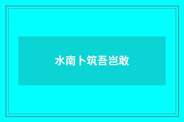水南卜筑吾岂敢