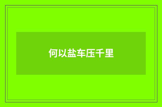 何以盐车压千里