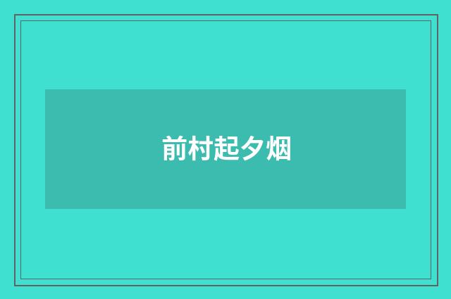 前村起夕烟