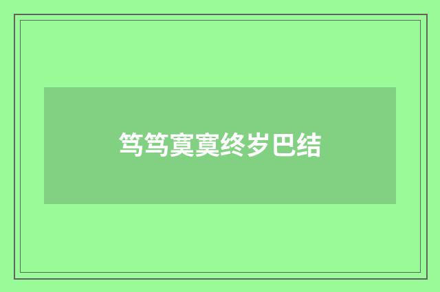 笃笃寞寞终岁巴结