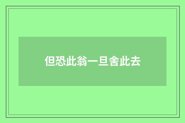 但恐此翁一旦舍此去