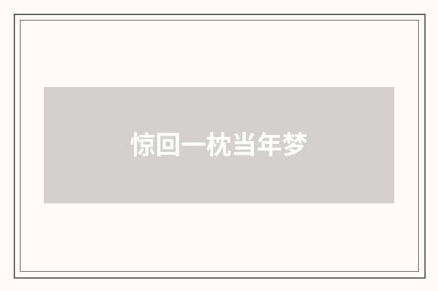 惊回一枕当年梦
