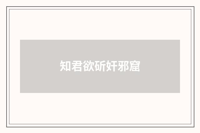 知君欲斫奸邪窟