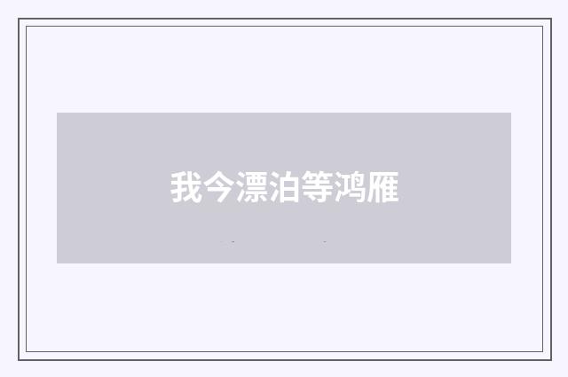 我今漂泊等鸿雁