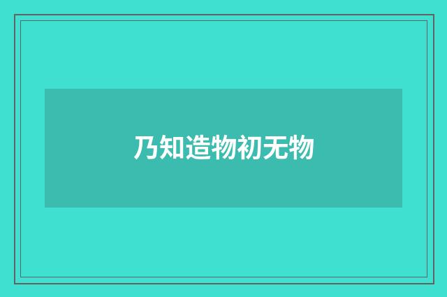 乃知造物初无物