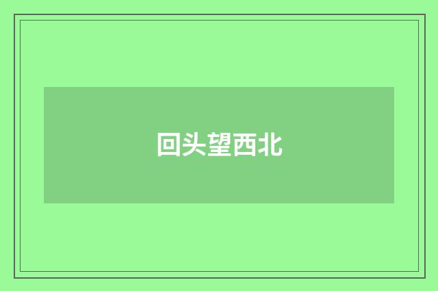 回头望西北