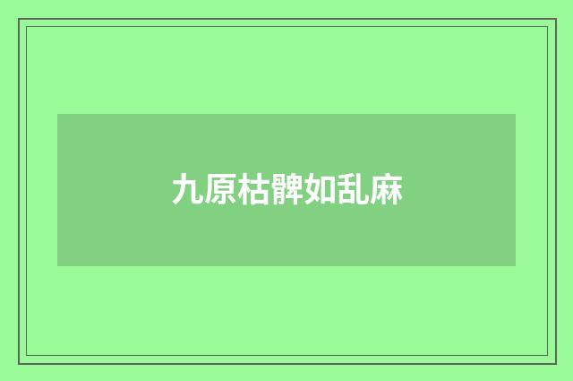 九原枯髀如乱麻