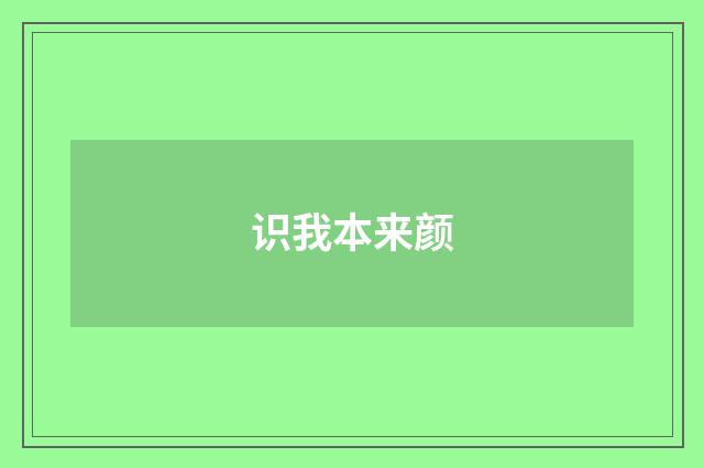 识我本来颜