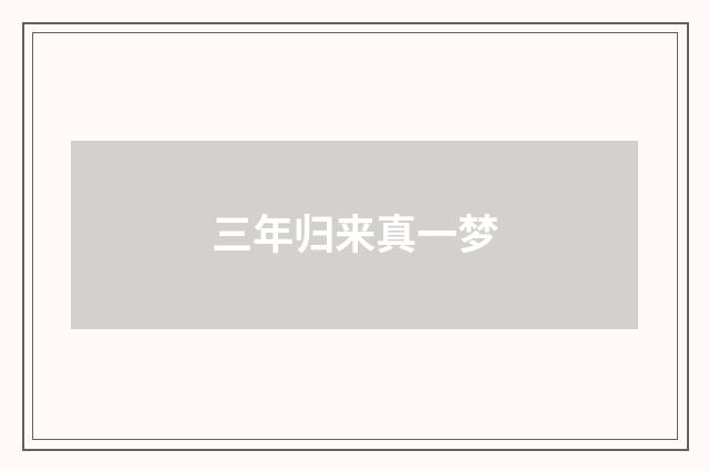 三年归来真一梦