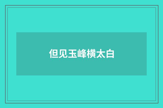 但见玉峰横太白