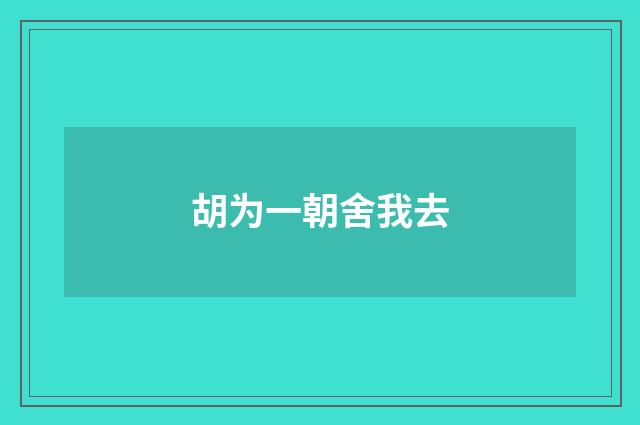 胡为一朝舍我去