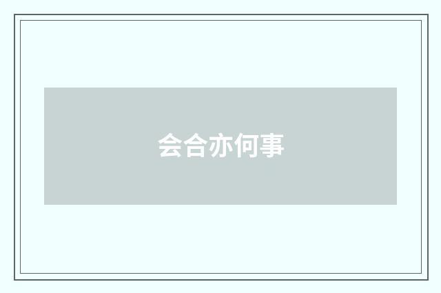 会合亦何事