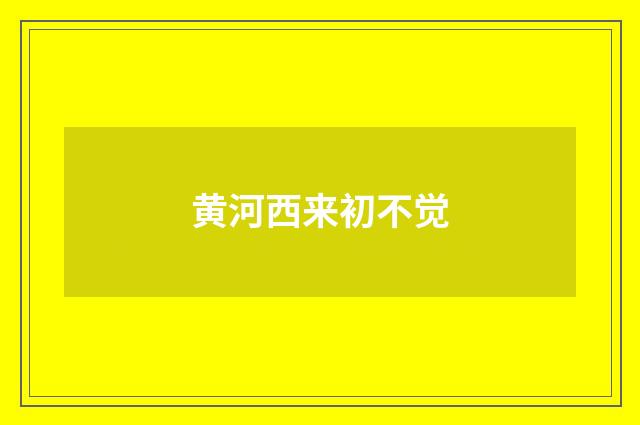 黄河西来初不觉