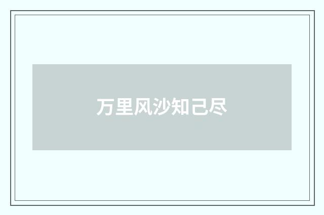 万里风沙知己尽