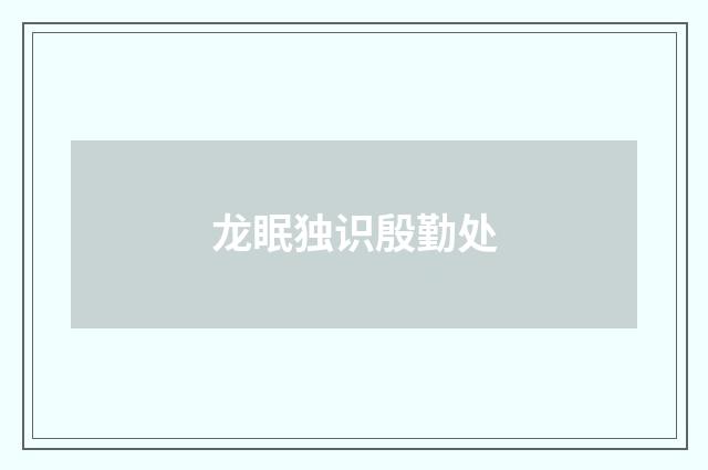 龙眠独识殷勤处