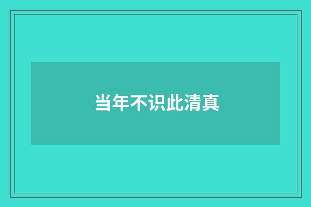 当年不识此清真
