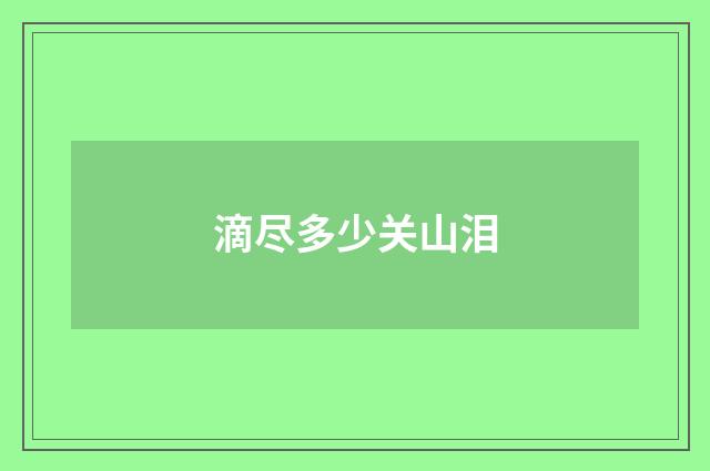 滴尽多少关山泪