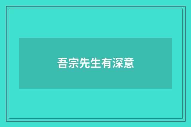 吾宗先生有深意