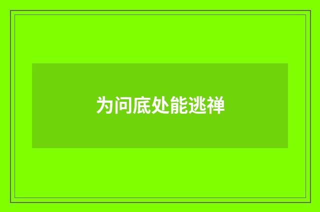 为问底处能逃禅