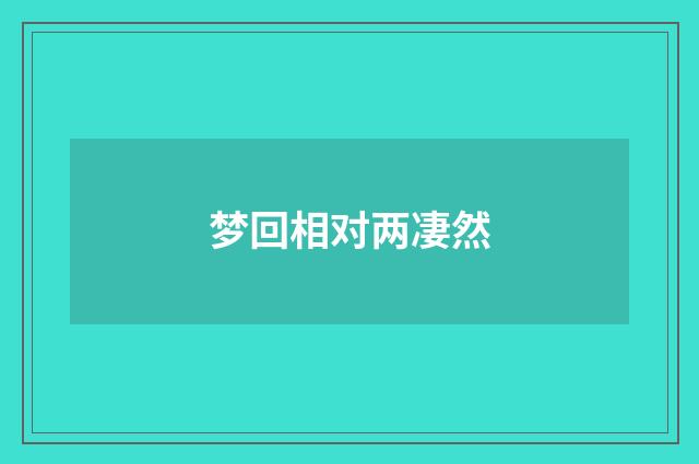 梦回相对两凄然