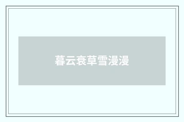 暮云衰草雪漫漫