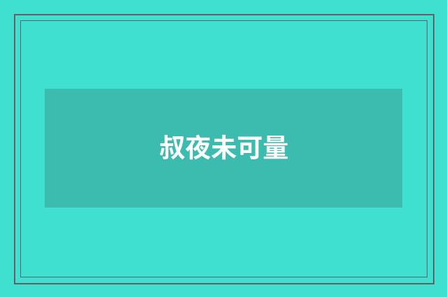 叔夜未可量