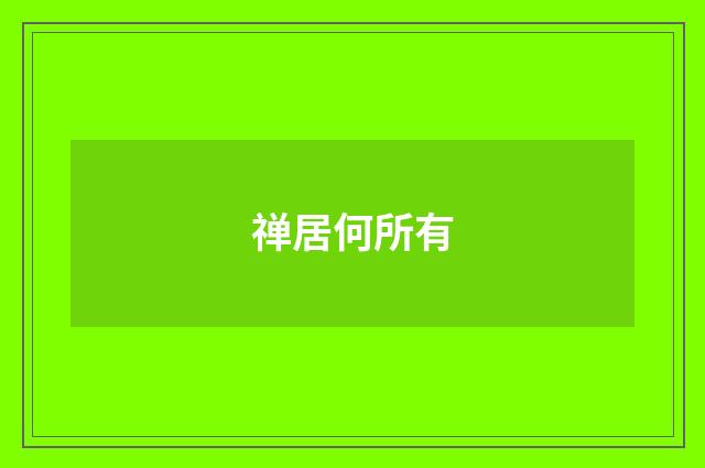 禅居何所有