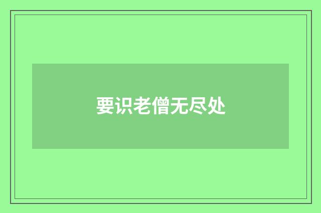 要识老僧无尽处