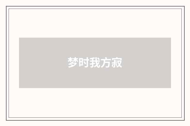 梦时我方寂