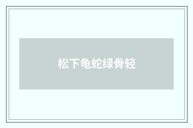 松下龟蛇绿骨轻