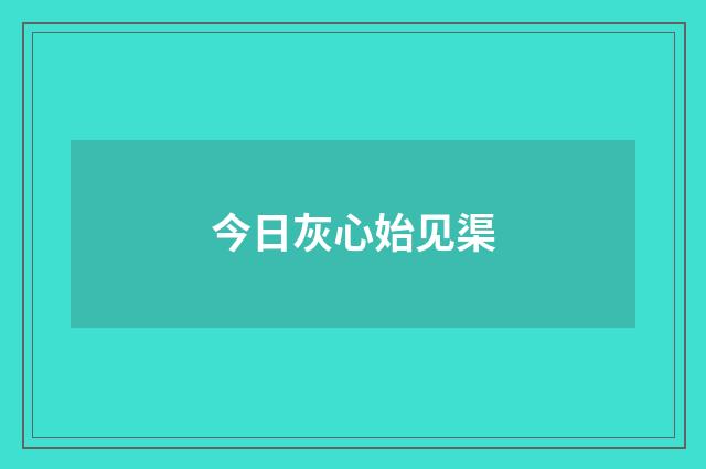 今日灰心始见渠