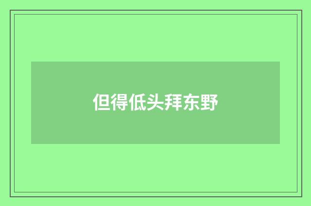 但得低头拜东野