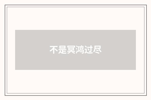 不是冥鸿过尽