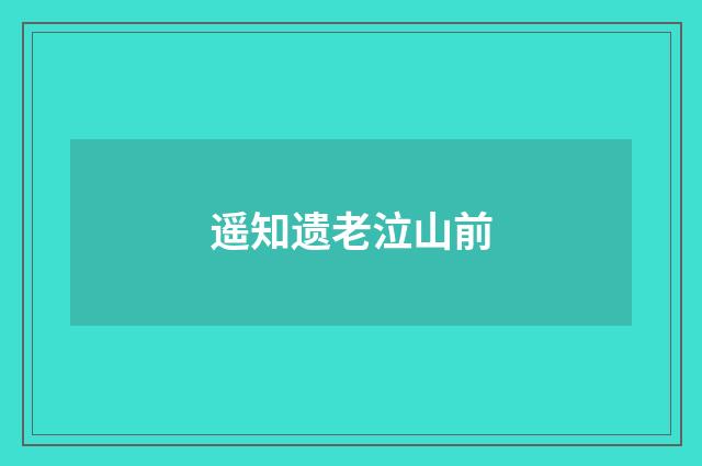 遥知遗老泣山前