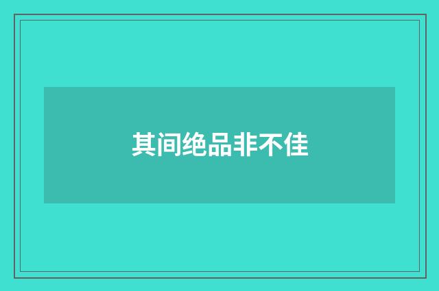 其间绝品非不佳