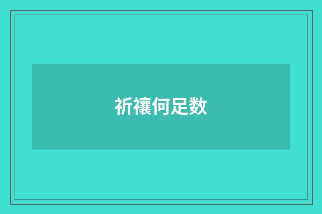 祈禳何足数