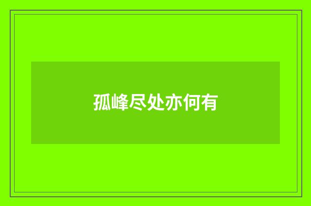 孤峰尽处亦何有