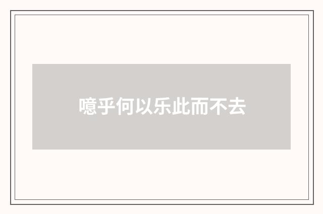 噫乎何以乐此而不去