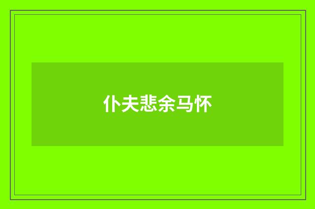 仆夫悲余马怀