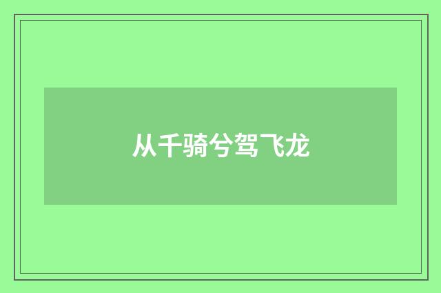 从千骑兮驾飞龙