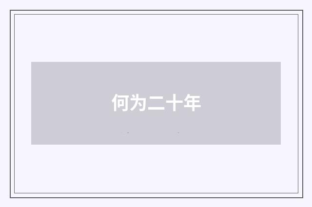 何为二十年