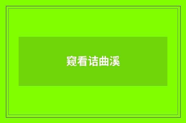 窥看诘曲溪