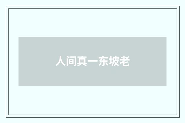 人间真一东坡老