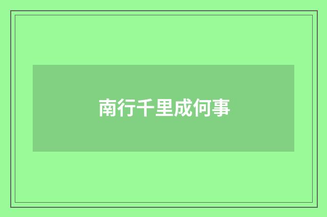 南行千里成何事